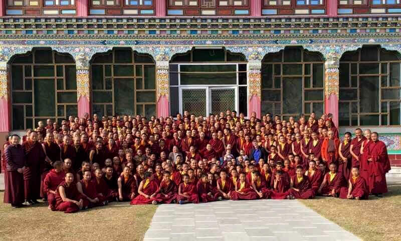 Mindrolling monks gather for a Losar photo.