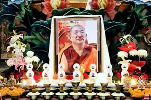 Shrine during prayers at Mindrolling for Kyabje Kathog Getse Rinpoche