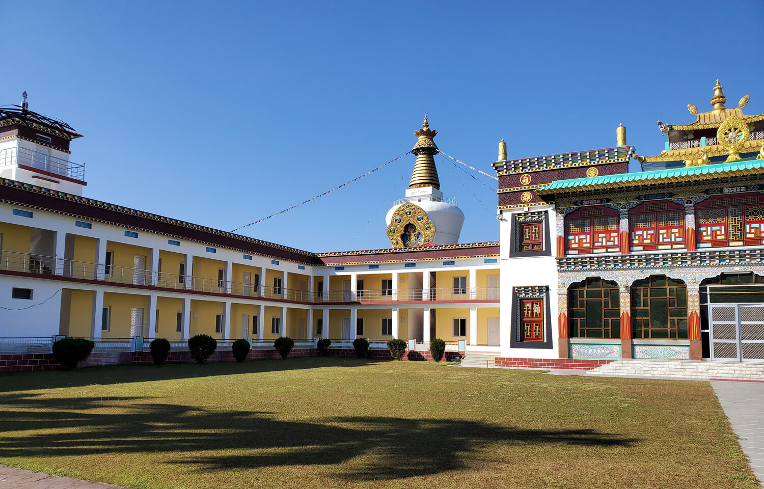 View of the renovated housing wing at Mindrolling Monastery